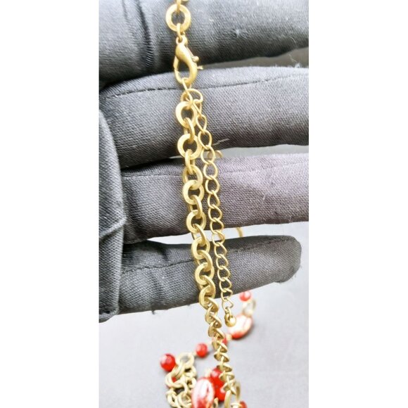 Necklace 25 Inch Long Jewelry Red Bead Adjust Lobster Clasp Statement Vintage - Picture 11 of 13